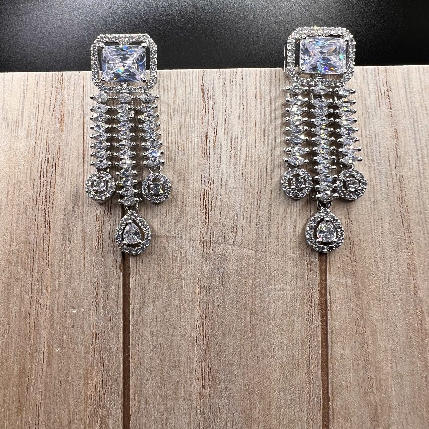 Fashion Premium - Trendy White Color AD/CZ Stone Jewelry Cluster Earrings