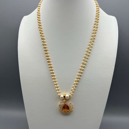 Fashion - Dainty Golden Yellow AD/CZ Stone Necklace Set