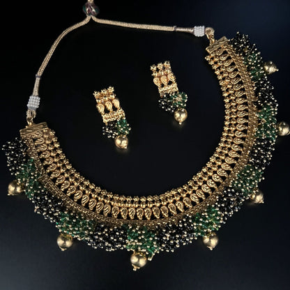 Fashion - Elegant Green Antique Traditional Necklace Set