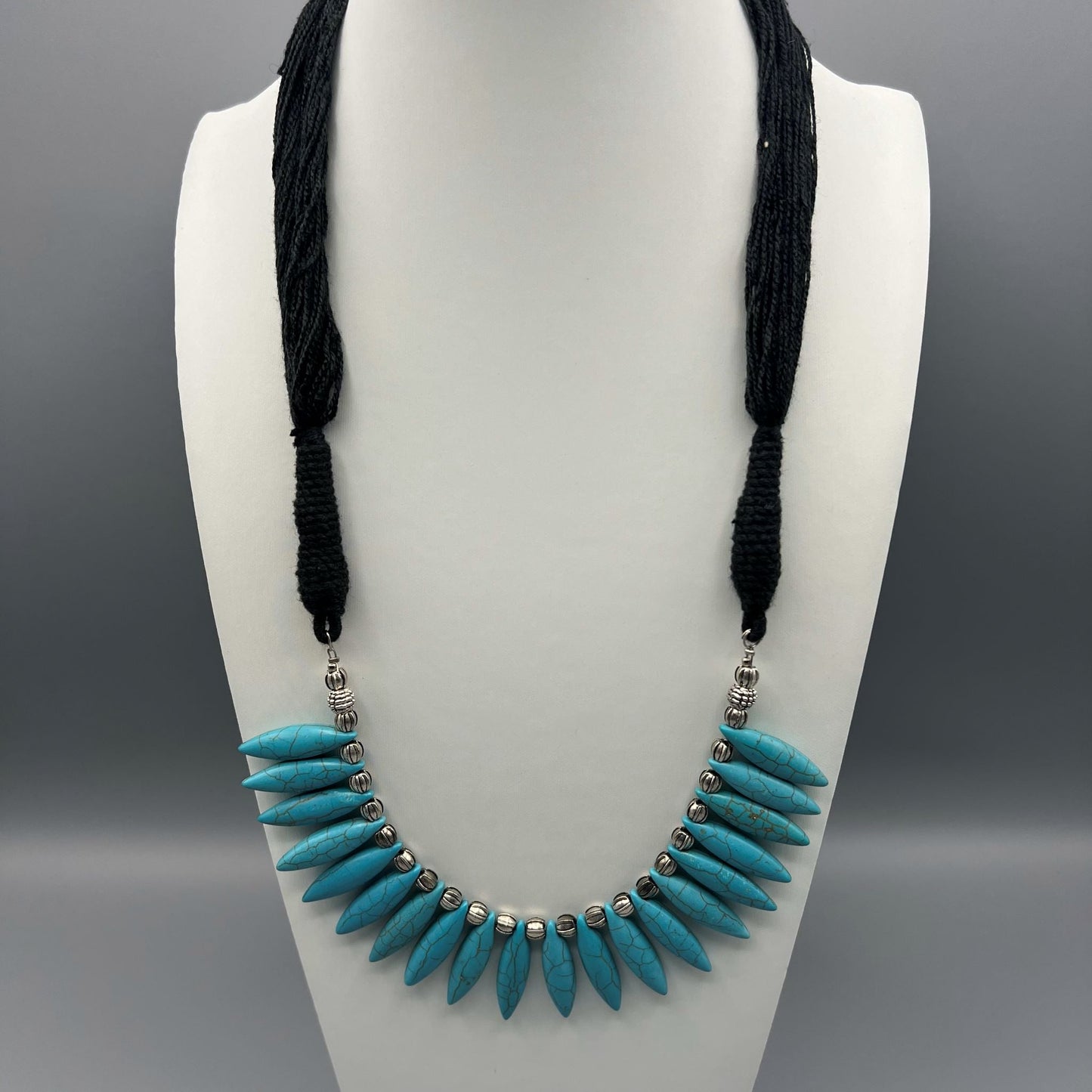 Fashion -  Trendy Style Turquoise Blue Oxidized Thread Necklace Set