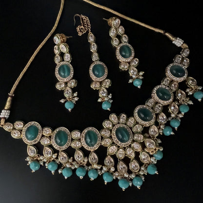 Fashion - Eye Catching Festive Turquoise Blue Antique Traditional Jewelry Set