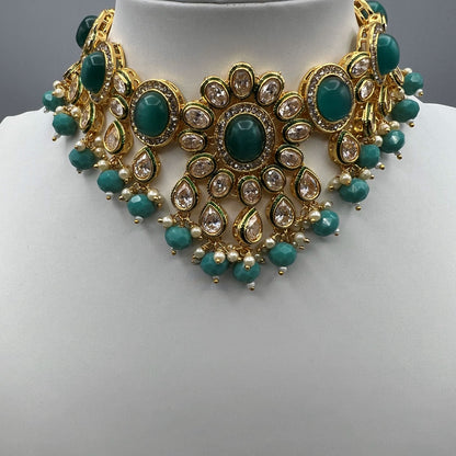 Fashion - Eye Catching Elegant Turquoise Blue Monalisa Stone Choker Jewelry Set