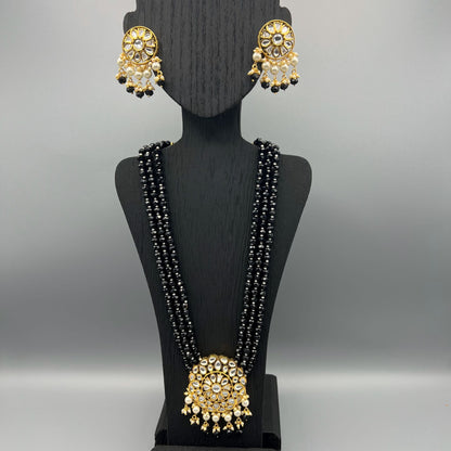 Fashion - Exclusive Designer Black Bead Kundan, Bead Mix Necklace Set