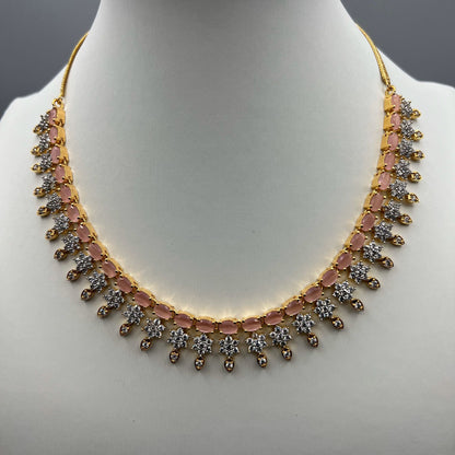 Fashion - Elegant Pink AD/CZ Stone Necklace Set