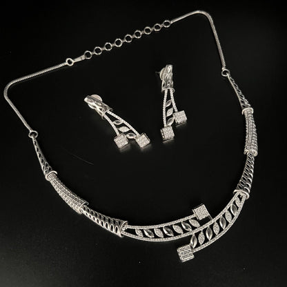 Fashion - Modern Look White AD/CZ Stone Necklace Set