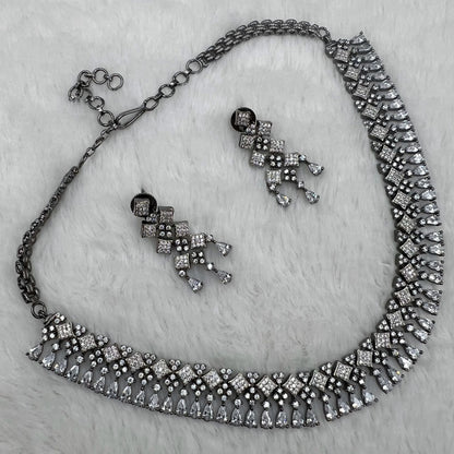 Fashion - Victorian Style White AD/CZ Stone Necklace Set