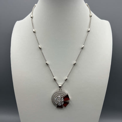 Fashion - Trendy Design Red AD/CZ Stone Necklace Set