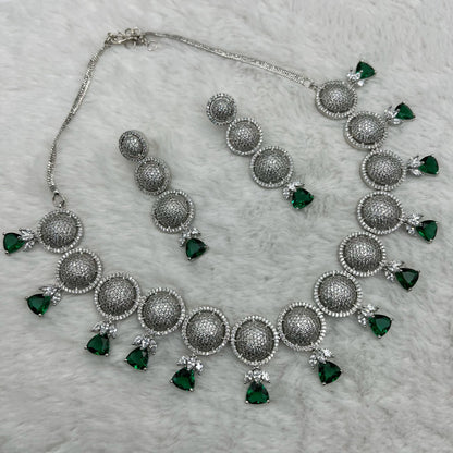 Fashion - Exclusive Gorgeous Green AD/CZ Stone Necklace Set