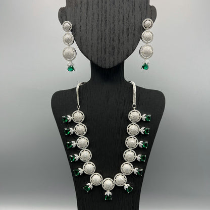 Fashion - Exclusive Gorgeous Green AD/CZ Stone Necklace Set