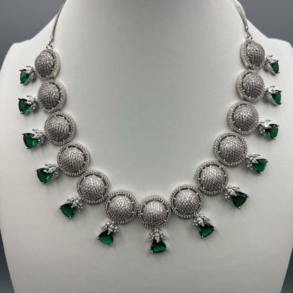 Fashion - Exclusive Gorgeous Green AD/CZ Stone Necklace Set