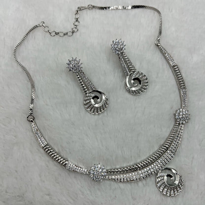 Fashion - Western Look White AD/CZ Stone Necklace Set