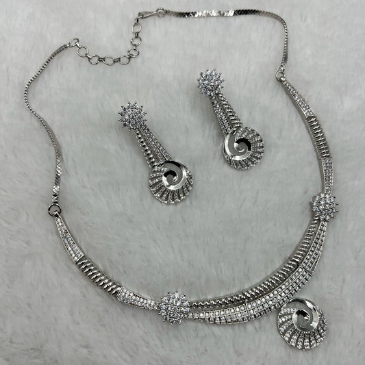 Fashion - Western Look White AD/CZ Stone Necklace Set