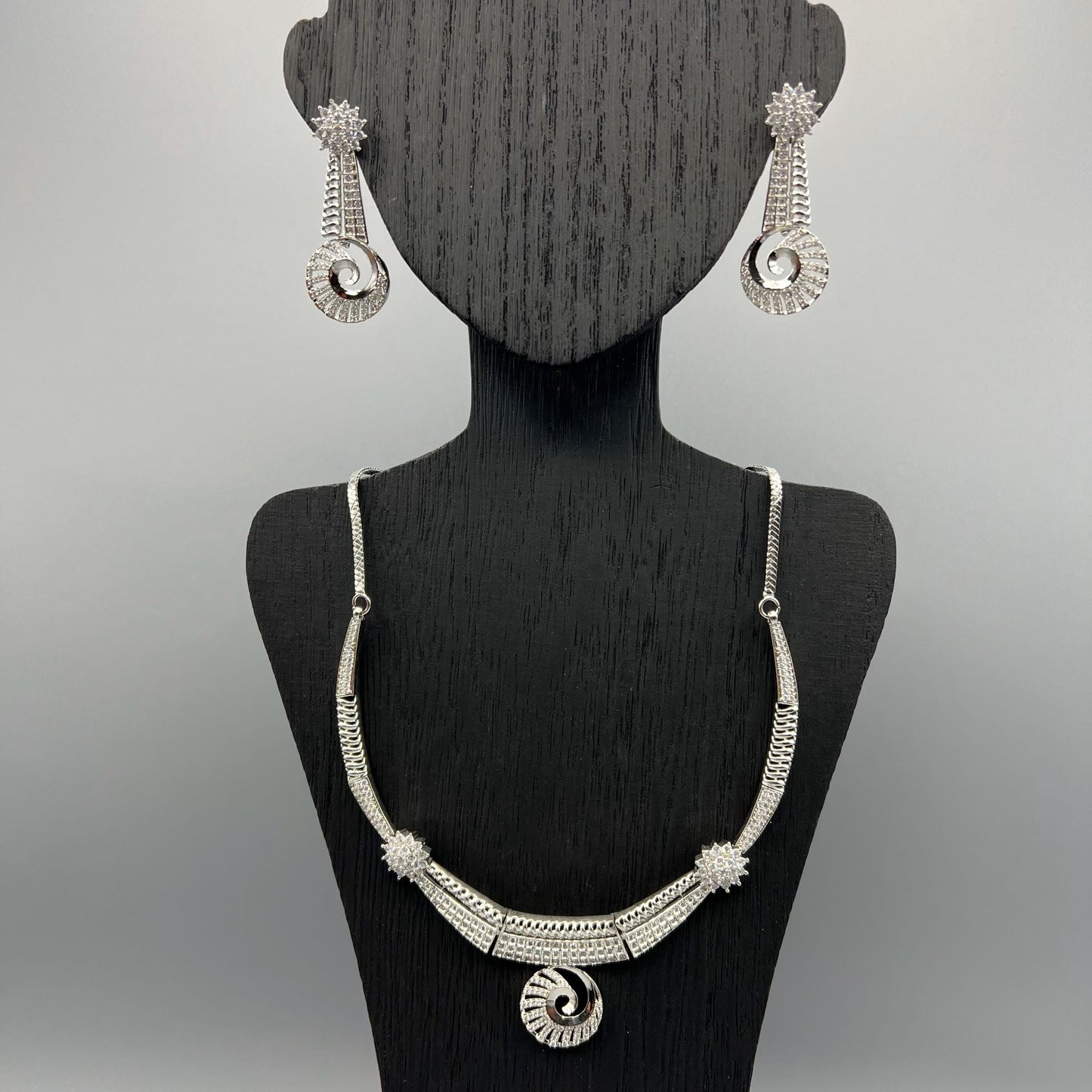 Fashion - Western Design White AD/CZ Stone Necklace Set