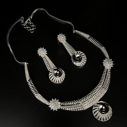 Fashion - Western Design White AD/CZ Stone Necklace Set