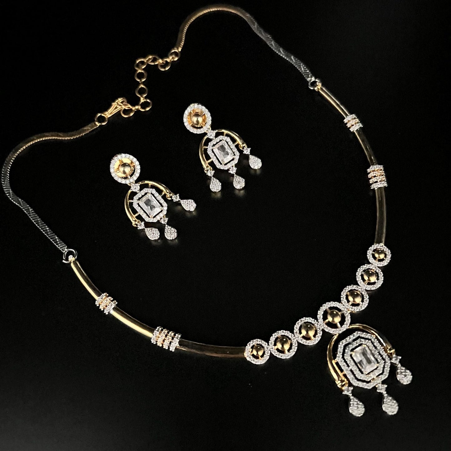 Fashion - Elegant White AD/CZ Stone Necklace Set