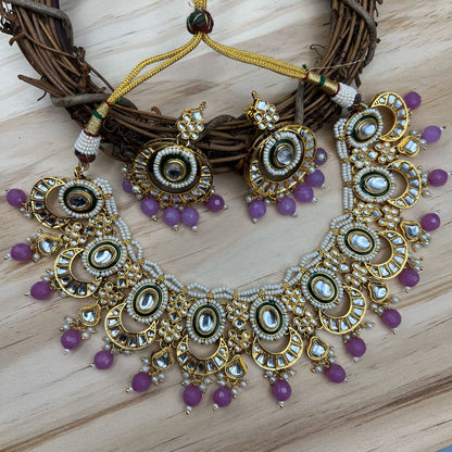 Fashion - Eye Catching Lavender Purple Kundan Jewelry Set