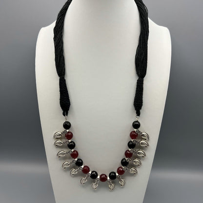 Fashion - Mango Design Black & Red Oxidized Necklace Set