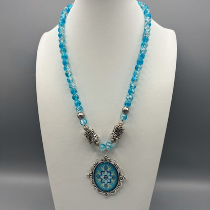 Fashion - Lovely Blue Oxidized, Bead Mix Necklace Set