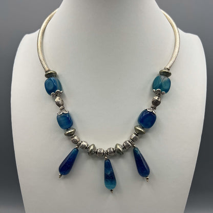 Fashion - Cuff/Hasli Blue Oxidized Necklace Set