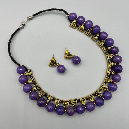 Fashion -  Violet Oxidized Necklace Set