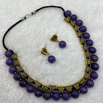 Fashion -  Violet Oxidized Necklace Set