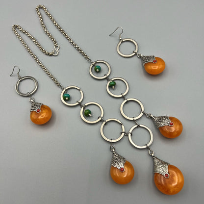 Fashion - Trendy Orange Oxidized Necklace Set