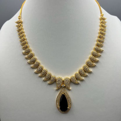 Fashion - Classy Black AD/CZ Stone Necklace Set