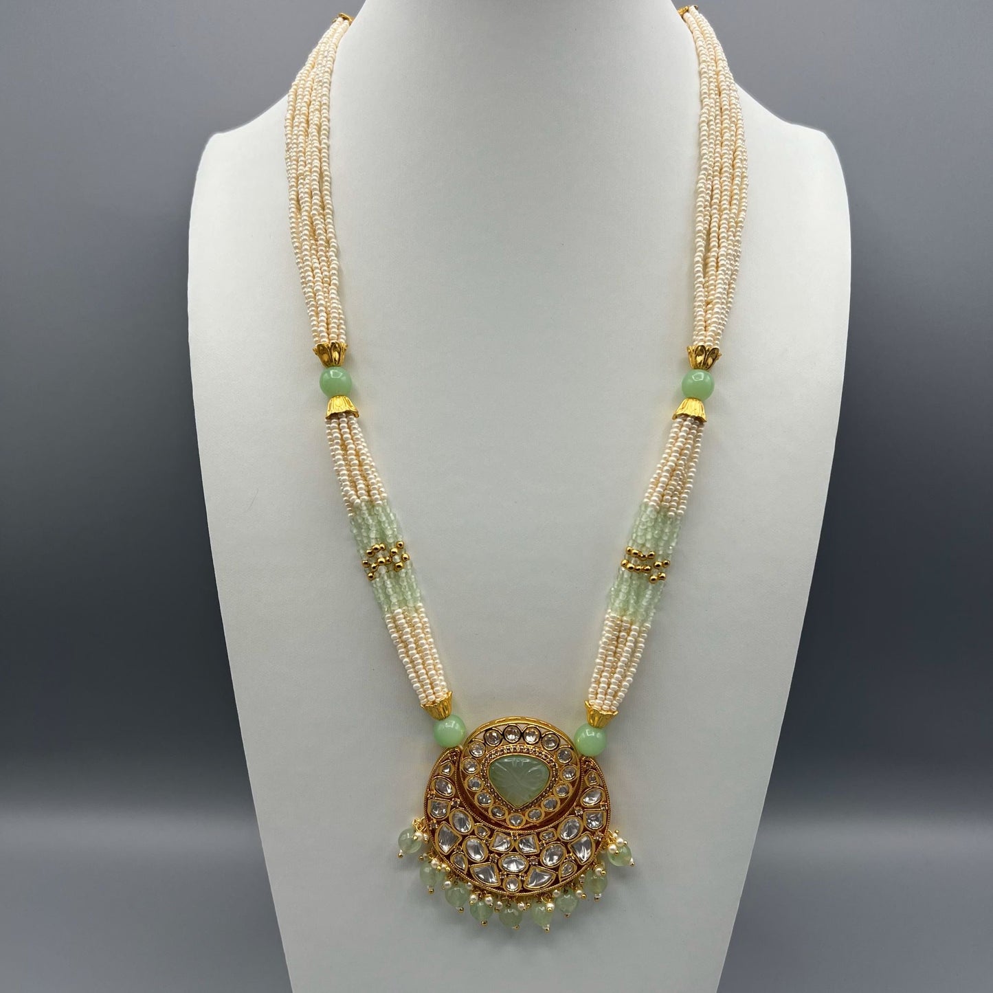 Fashion - Beautiful Designer Mint Green Kundan Necklace Set