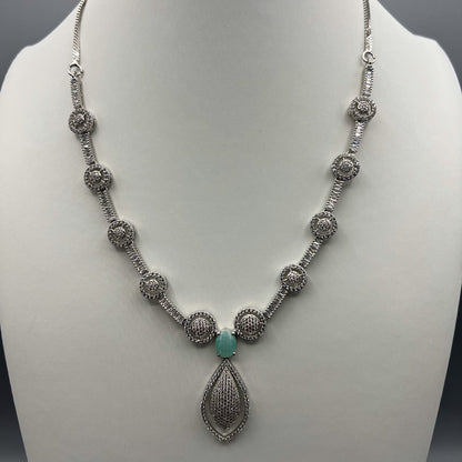 Fashion - Trendy Mint Green AD/CZ Stone Necklace Set