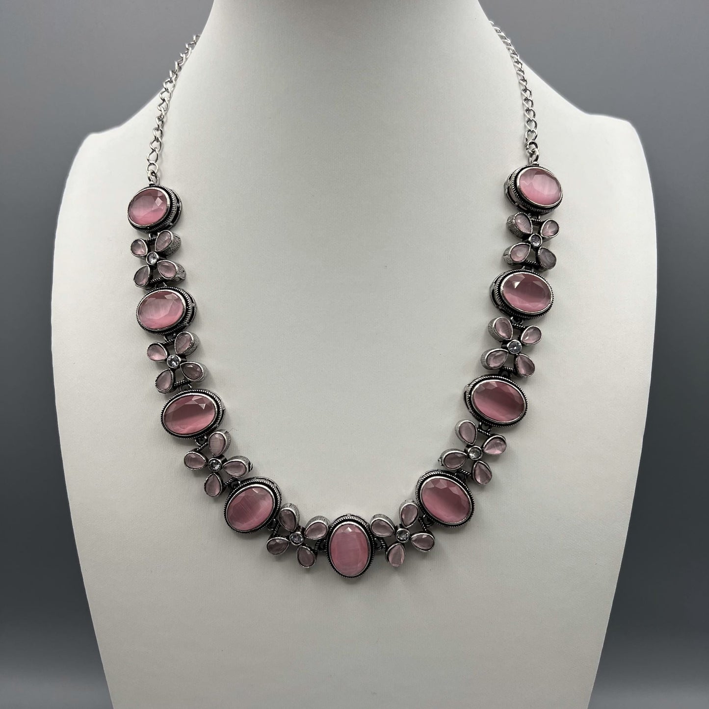 Fashion - Classic Pink Oxidized Necklace Set