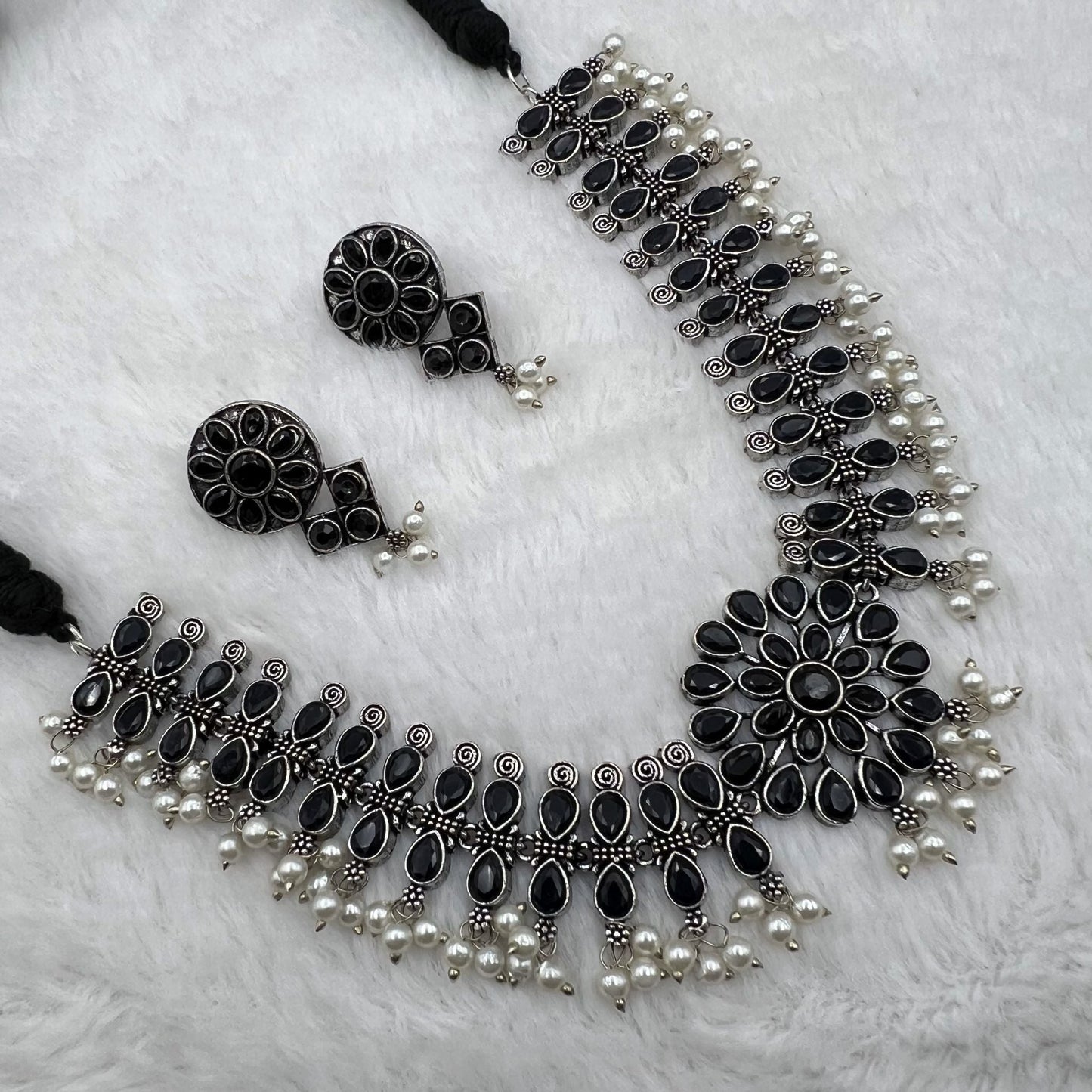 Fashion - Classic Black Oxidized Necklace Set