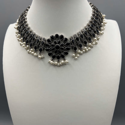 Fashion - Classic Black Oxidized Necklace Set