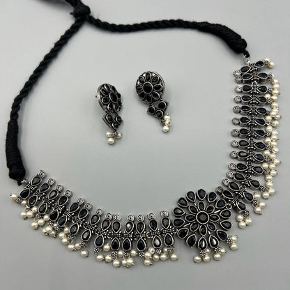 Fashion - Classic Black Oxidized Necklace Set