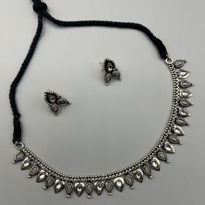 Fashion - Simple White Oxidized Necklace Set