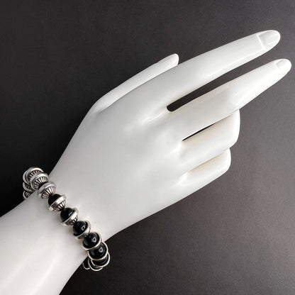 Fashion - Classic Style Black Color Oxidized Bracelet With Silver Tone Plating