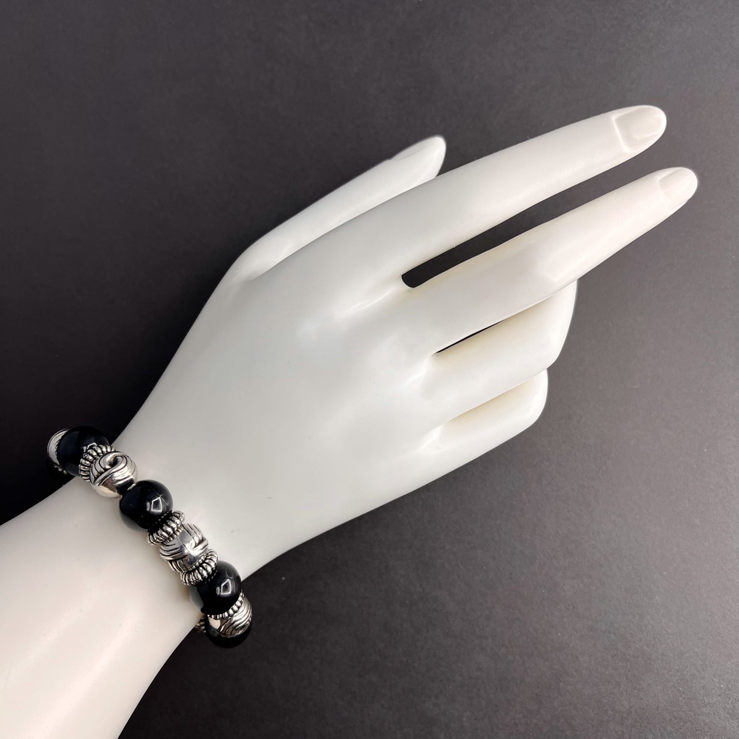 Fashion - Classic Style Black Color Oxidized Bracelet With Silver Tone Plating