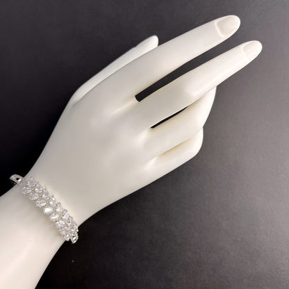 Fashion - Classic Style White Color AD/CZ Bracelet With Silver Tone Plating