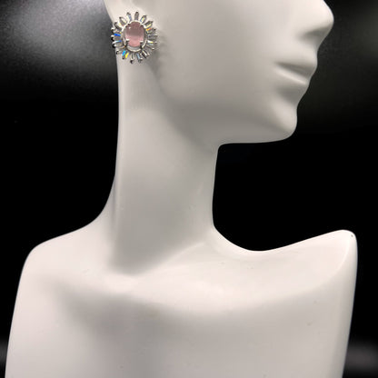 Fashion - Classic Pink Color AD/CZ Stone Stud Earrings