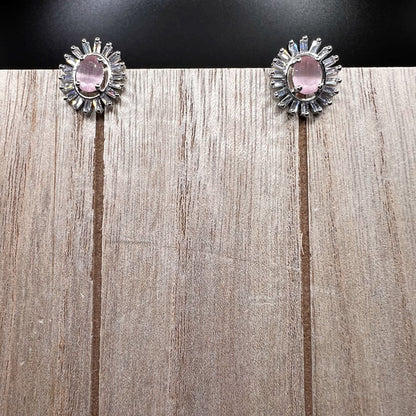 Fashion - Classic Pink Color AD/CZ Stone Stud Earrings