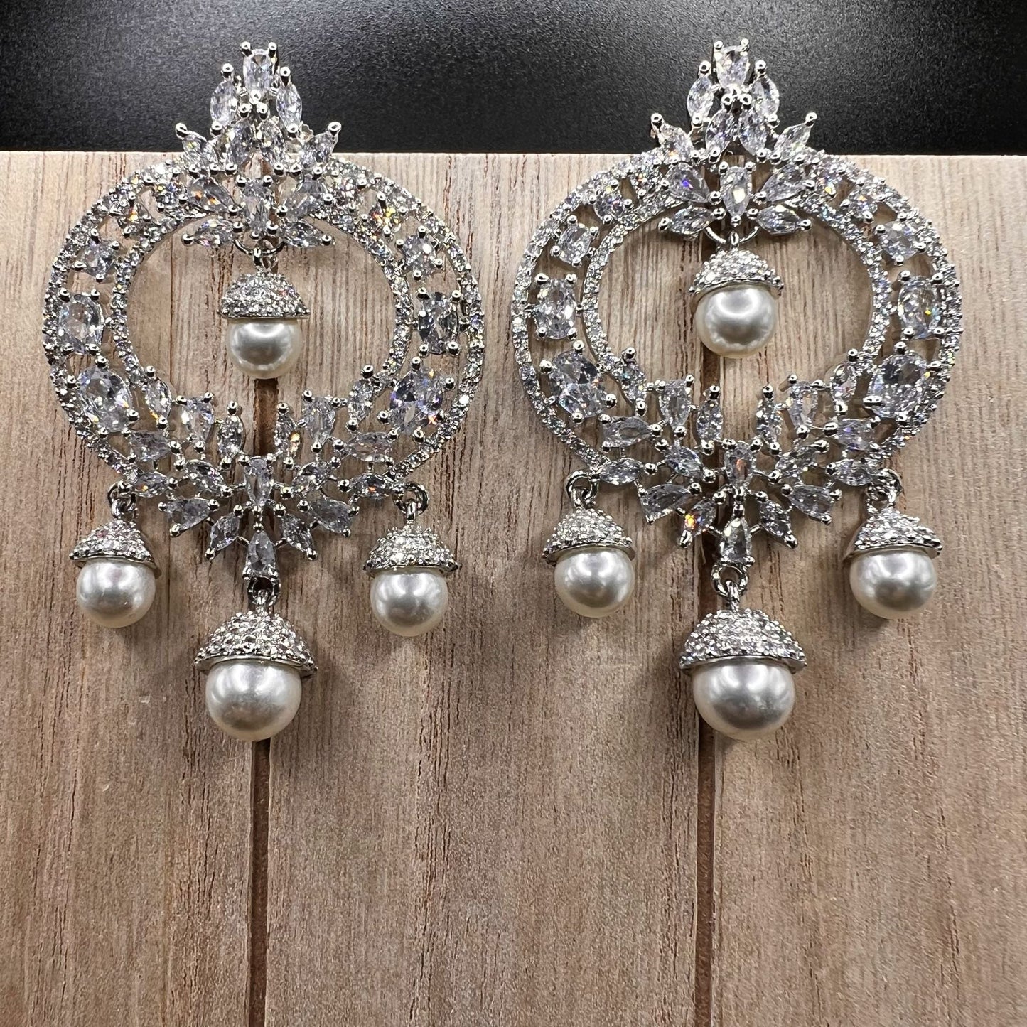 Fashion - Designer Festive White Color AD/CZ Stone Jewelry Chandelier Earrings