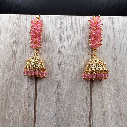 Fashion - Classic Pink Color Antique Traditional Jhumka Earrings