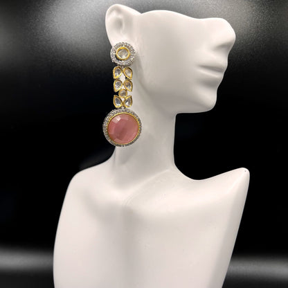 Fashion - Trendy Pink, White Color Kundan/Polki Jewelry Dangler Earrings