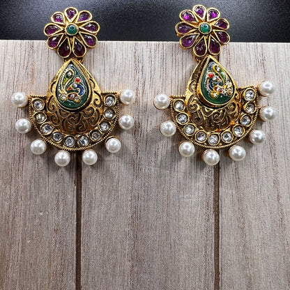 Fashion - Classic Multi Color Antique Traditional Cluster Earrings