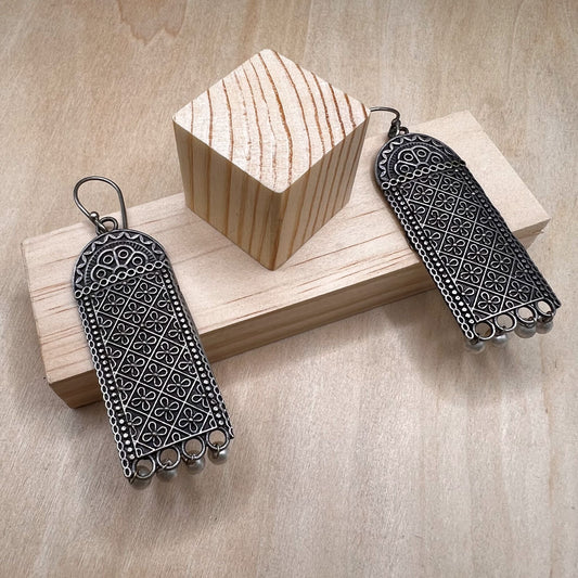 Fashion - Trendy Silver Color Oxidized/Silver Tone Dangler Earrings