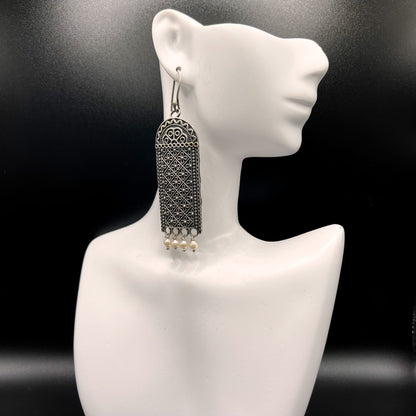 Fashion - Trendy Silver Color Oxidized/Silver Tone Dangler Earrings