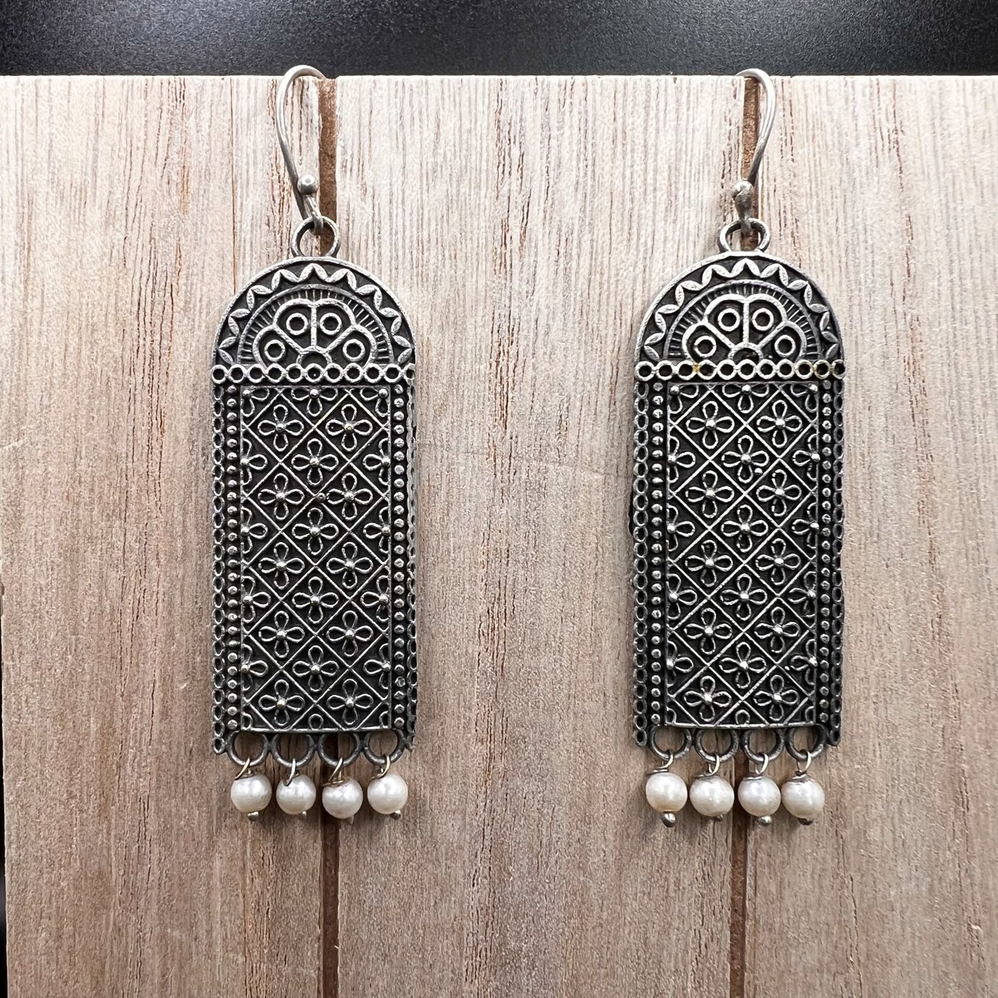 Fashion - Trendy Silver Color Oxidized/Silver Tone Dangler Earrings