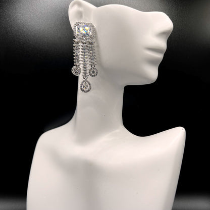 Fashion - Trendy White Color AD/CZ Stone Jewelry Cluster Earrings