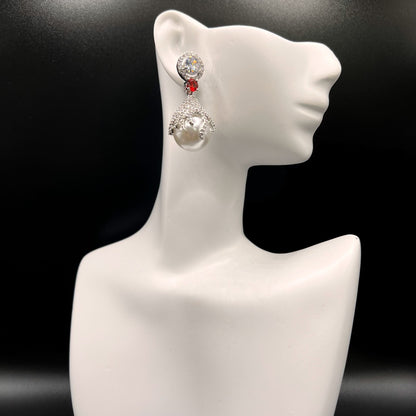 Fashion - Trendy Red Color AD/CZ Drop Earrings