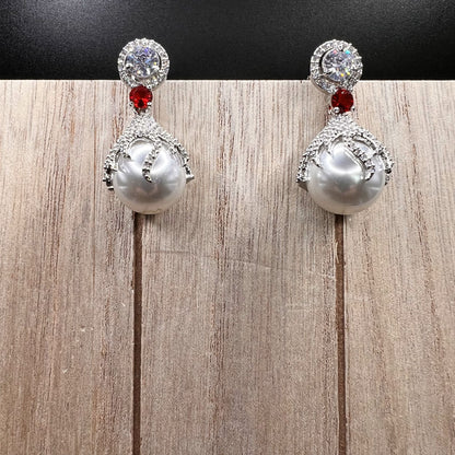 Fashion - Trendy Red Color AD/CZ Drop Earrings