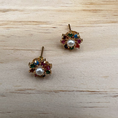 Fashion - Dainty Multi Color AD/CZ Stone Stud Earrings